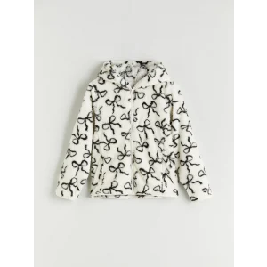 LCW Kids Ekru Kapüşonlu Fermuarlı Kız Çocuk Sweatshirt