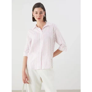 LCWAIKIKI Classic Pembe Çizgili Kadın Gömlek