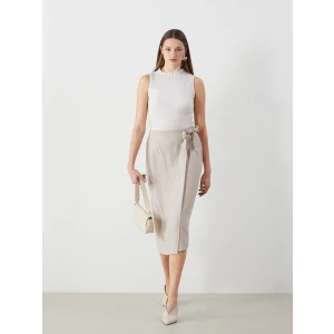 LCWAIKIKI Classic Ekru Beli Lastikli Kadın Etek