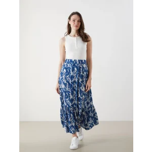 LCW Grace Lacivert Beli Lastikli Desenli A Kesim Etek