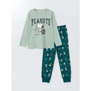 LCW Kids Yeşil Snoopy Baskılı Erkek Çocuk Pijama Takım