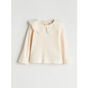 LCW Kids Ekru Bebe Yaka Kız Çocuk Tişört