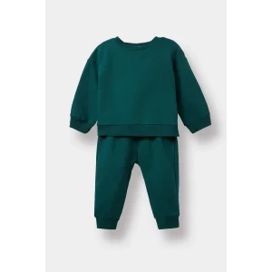 Defacto E8430A5GN671 Yeşil Erkek Bebek 2li Takım Basic Düz Sweatshirt Eşofman Altı