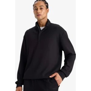 Defacto E9772AXBK81 Siyah DeFactoFit Standart Fit Dik Yaka Yarım Fermuarlı Modal Sporcu Sweatshirt