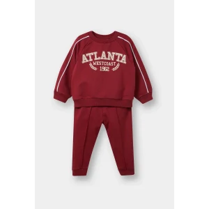 Defacto D2599A5BR285 Bordo Erkek Bebek 2li Takım Baskılı Okul Sweatshirt Eşofman Altı