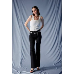 Defacto E9157AXNM40 Siyah Mia Flare Fit Normal Bel İspanyol Paça Uzun Jean Pantolon