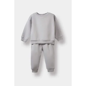 Defacto E8430A5GR52 Gri Erkek Bebek 2li Takım Basic Düz Sweatshirt Eşofman Altı