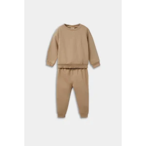 Defacto E8430A5BG109 Bej Erkek Bebek 2li Takım Basic Düz Sweatshirt Eşofman Altı