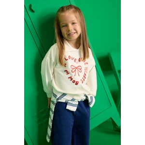 Defacto F3744A5NV42 Lacivert Kız Bebek 2li Takım Baskılı İçi Yumuşak Tüylü Okul Sweatshirt Eşofman Altı