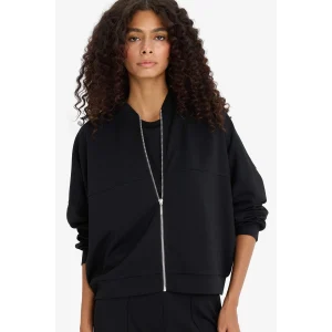 Defacto F1025AXBK81 Siyah Kolej Yaka Fermuarlı Yumuşak Dokulu Modal Bomber Hırka