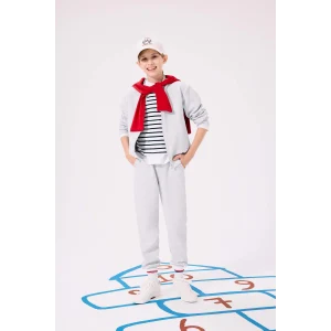 Defacto K8846A6GR400 Gri Erkek Çocuk Beli Lastikli Okul Jogger Eşofman Altı