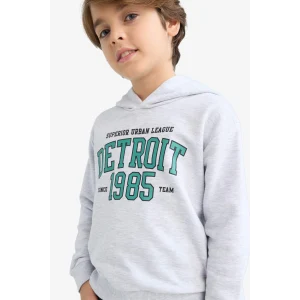 Defacto F2846A8GR400 Gri Erkek Çocuk Kapüşonlu Baskılı Sweatshirt
