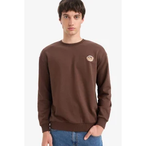 Defacto E6433AXBN539 Kahve Boxy Fit Bisiklet Yaka Baskılı Sweatshirt