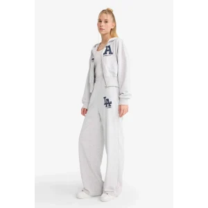 Defacto F8912AXGR210 Gri Coool Wide Leg Geniş Paça Beli Lastikli Baskılı Eşofman Altı