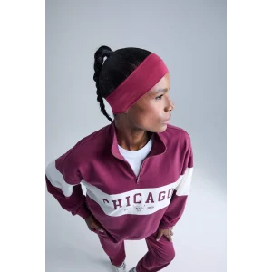 Defacto E8946AXBR170 Bordo DeFactoFit NBA Chicago Bulls Oversize Geniş Kalıp Yarım Fermuarlı Sporcu Sweatshirt