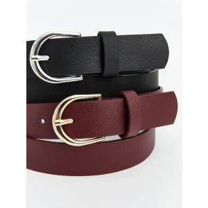 LCW ACCESSORIES Siyah Deri Görünümlü Kadın Kemer 2li