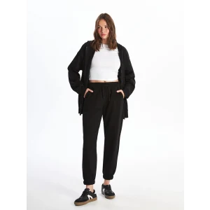 XSIDE Siyah Kadın Beli Lastikli Düz Jogger Eşofman Altı