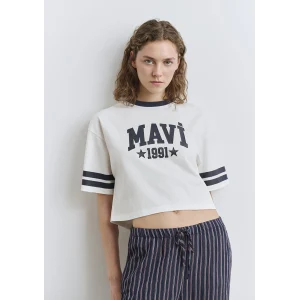 Mavi 1613376-70057 Mavi Logo Baskılı Beyaz Tişört