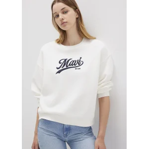 Mavi 1S10419-80194 Mavi Logo Baskılı Beyaz Sweatshirt