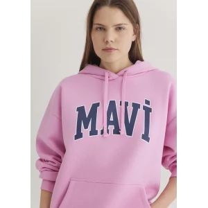 Mavi 1600361-71038 Mavi Logo Baskılı Kapüşonlu Pembe Sweatshirt