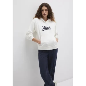 Mavi 1S10420-80194 Mavi Logo Baskılı Kapüşonlu Beyaz Sweatshirt