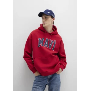 Mavi 067149-70464 Mavi Logo Baskılı Kapüşonlu Kırmızı Sweatshirt