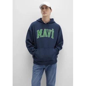Mavi 067149-29743 Mavi Logo Baskılı Kapüşonlu Lacivert Sweatshirt