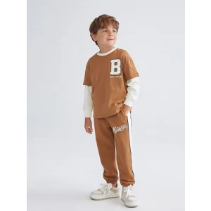 LCW Kids Kahverengi Yazı Baskılı Erkek Çocuk Jogger Eşofman Altı
