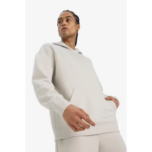 Defacto E9308AXGR437 Gri Boxy Fit Kapüşonlu Kanguru Cepli Jakarlı Sweatshirt