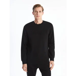 LCWAIKIKI Classic Siyah Bisiklet Yaka Uzun Kollu Erkek Kalın Sweatshirt