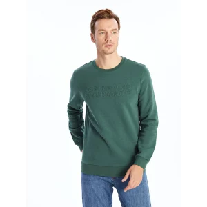 LCWAIKIKI Classic Yeşil Bisiklet Yaka Uzun Kollu Erkek Kalın Sweatshirt