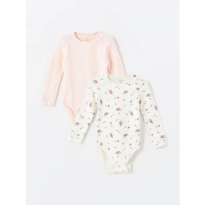 LCW baby Pembe Bisiklet Yaka Kız Bebek Çıtçıtlı Bodysuit 2li