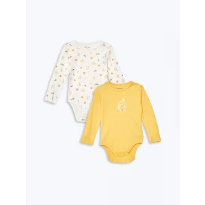 LCW baby Ekru Bisiklet Yaka Kız Bebek Çıtçıtlı Bodysuit 2li