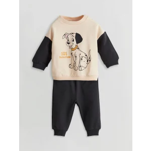 LCW baby Bej Baskılı Erkek Bebek Sweatshirt ve Eşofman Alt 2li Takım