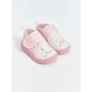 LCW STEPS Pembe Nakış Detaylı Cırt Cırtlı Kız Bebek Panduf