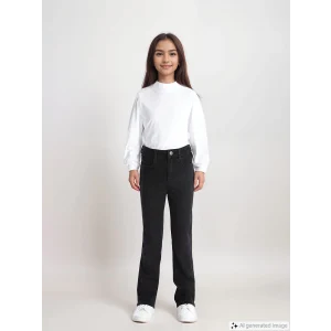 LCW Kids Siyah Beli Ayarlanabilir Lastikli Kız Çocuk Jean Pantolon