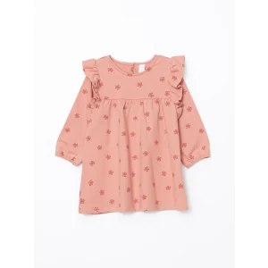 LCW Kids Pembe Bisiklet Yaka Uzun Kollu Kız Çocuk Elbise