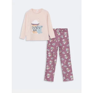 LCW Kids Lila Bisiklet Yaka Kız Çocuk Pijama Takımı