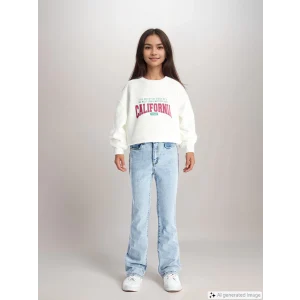 LCW Kids Mavi Beli Ayarlanabilir Lastikli Kız Çocuk Jean Pantolon