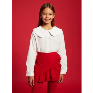 LCW Kids Beyaz Bebe Yaka Kız Çocuk Gömlek