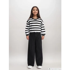 LCW Kids Siyah Beli Ayarlanabilir Lastikli Kız Çocuk Pantolon