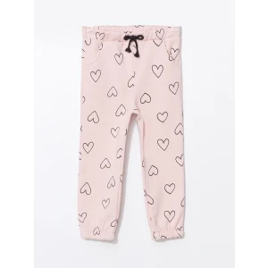 LCW Kids Pembe Beli Lastikli Kalın Baskılı Kız Çocuk Eşofman Alt