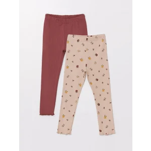LCW Kids Pembe Beli Lastikli Kız Çocuk Tayt 2li