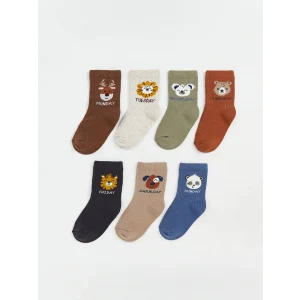 LCW Kids Kahverengi Baskılı Erkek Çocuk Soket Çorap 7li