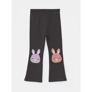 LCW Kids Gri Beli Lastikli Baskılı ispanyol Paça Kız Çocuk Tayt