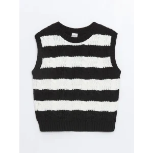 LCW Kids Ekru Bisiklet Yaka Kız Çocuk Triko Süveter