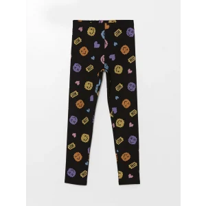 LCW Kids Siyah Beli Lastikli Desenli Kız Çocuk Tayt