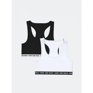 LCW Kids Siyah Baskılı Kız Çocuk Büstiyer 2li