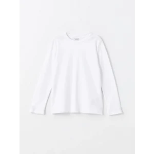 LCW Kids Beyaz Bisiklet Yaka Erkek Çocuk Tişört