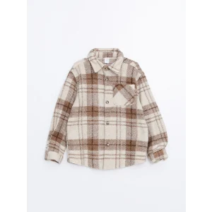 LCW Kids Bej Uzun Kollu Ekose Desenli Erkek Çocuk Oduncu Gömlek